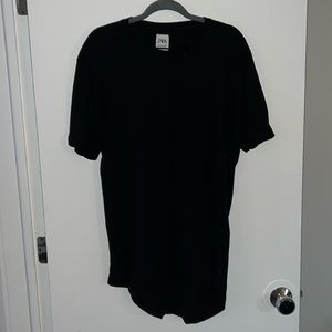 Mens Zara Black T Shirt Long Lenth Used